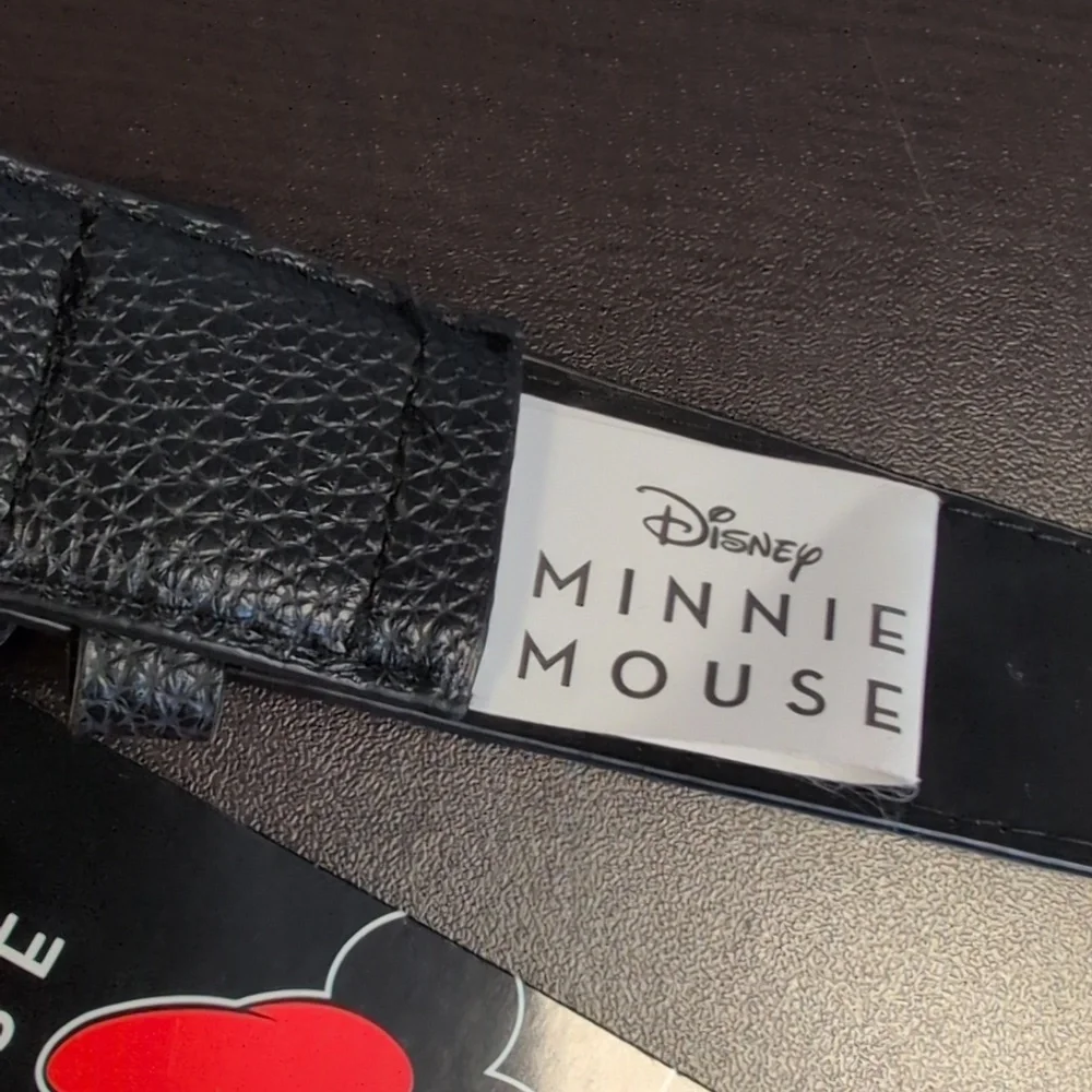 DISNEY Minnie Mouse Black Belt Silver Minnie Ears Buckle NWT 2024 Size M